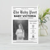 Moderne krant foto Baby shower Kaart (Staand voorkant)