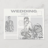  moderne krantenstijl bruiloft briefkaart (Achterkant)