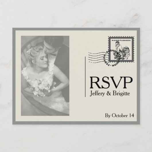 moderne krantenstijl bruiloft briefkaart (Voorkant)