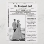 Moderne krantenvlucht net getrouwd aangekondigd kaart (Voorkant / Achterkant)