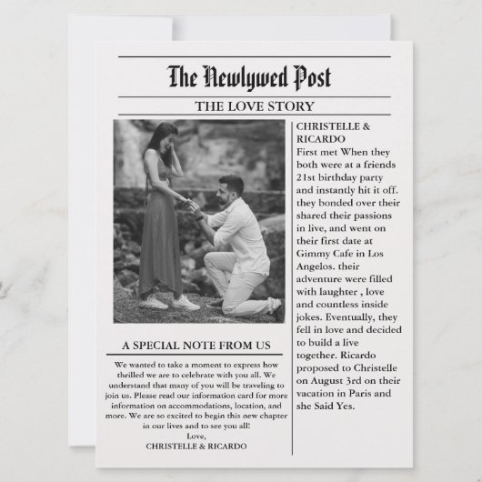 Moderne krantenvlucht net getrouwd aangekondigd kaart (Achterkant)