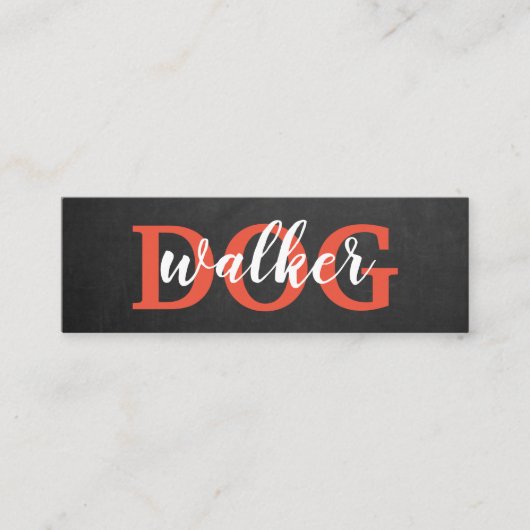 Moderne krijtbord hond walker loyaliteit ponskaart mini visitekaartje (Voorkant)