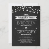 Moderne Krijtbord String Lights Engagement Party Kaart (Voorkant)
