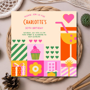 Moderne Kubische neonvolwassen verjaardag Kaart