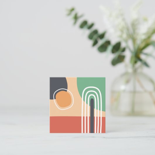 Moderne kunst abstracte regenboog en zon informatiekaartje (Staand voorkant)