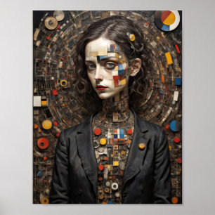 Moderne kunst Avant-Gardistische stijl vrouw abstr Poster
