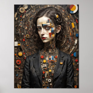 Moderne kunst Avant-Gardistische stijl vrouw abstr Poster