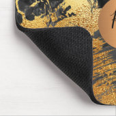 Moderne kunst borstel streken zwart goud monogram muismat (Hoek)