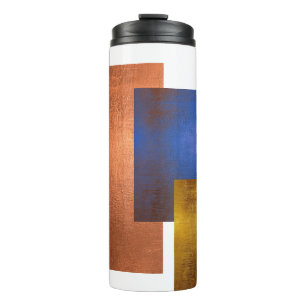 Moderne Kunst Bruin Blauw Goud Thermische Tumbler Thermosbeker