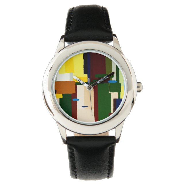 Moderne Kunst Custom Roestvrij Staal Horloge (Voorkant)