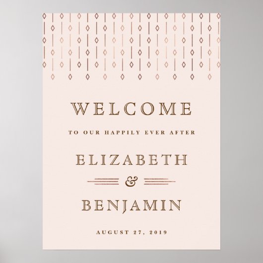 Moderne kunst deco Blush roze roze roodbruine brui Poster (Voorkant)