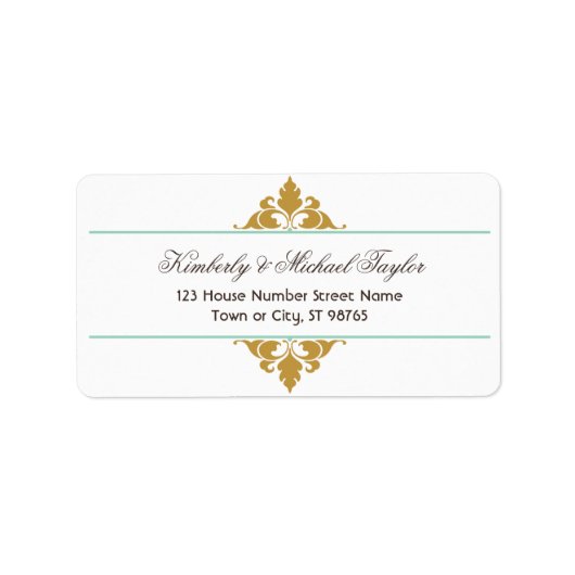  moderne kunst Deco Mint & Gold Wedding Etiket (Voorkant)