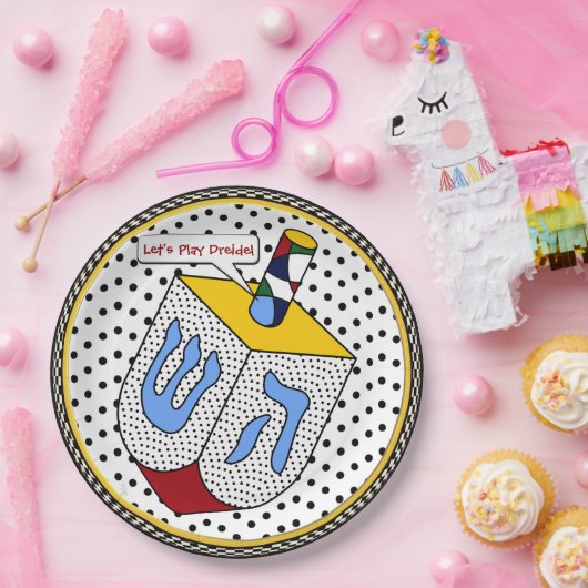 Moderne kunst Dreidel Gone Dotty (gepersonaliseerd Papieren Bordje (Feest)