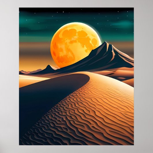 Moderne kunst duin ruimte landschap poster (Voorkant)