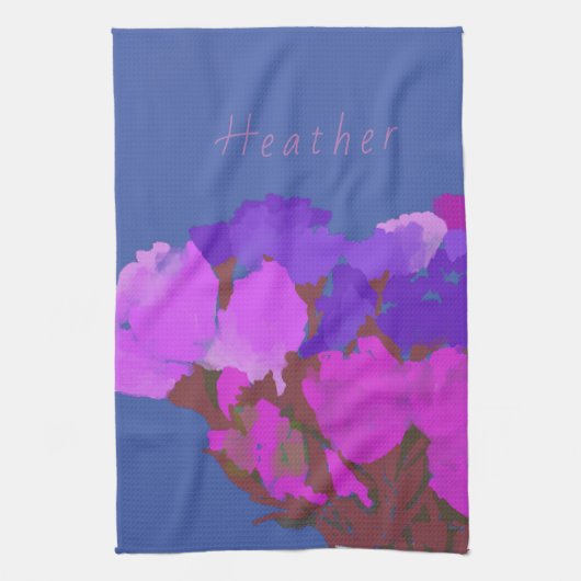 Moderne Kunst Gelukkige Kleurrijke Bloemen +Custom Theedoek (Verticaal)