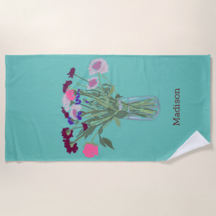 Moderne Kunst Gelukkige Kleurrijke Wildflower +Cus Strandlaken