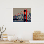 Moderne kunst: Golden Gate Bridge en skyline Poster (Keuken)