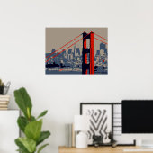 Moderne kunst: Golden Gate Bridge en skyline Poster (Thuiskantoor)