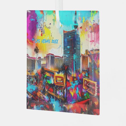 Moderne Kunst Las Vegas Glas Ornament (Voorkant links)