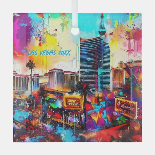 Moderne Kunst Las Vegas Glas Ornament (Voorkant)