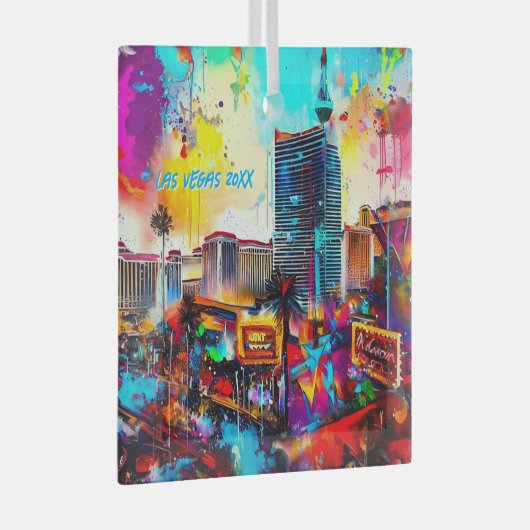Moderne Kunst Las Vegas Glas Ornament (Voorkant Rechts)