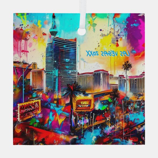 Moderne Kunst Las Vegas Glas Ornament (Achterkant)