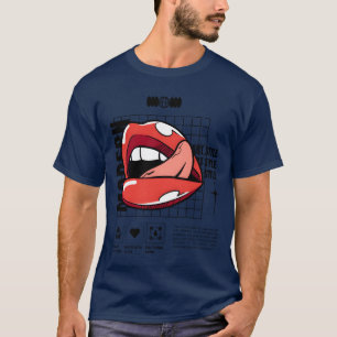 Moderne Kunst Lip Print Lippenstift Markierung mei T-shirt