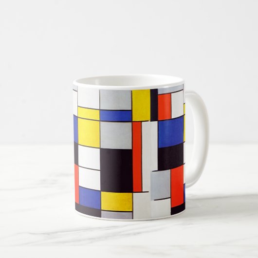 Moderne kunst Mok - Piet Mondriaan's Retro Harmony (Voorkant rechts)