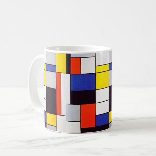 Moderne kunst Mok - Piet Mondriaan's Retro Harmony (Voorkant links)