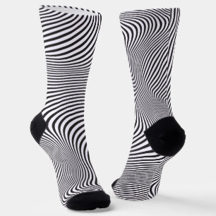 Moderne Kunst Op-Art MCM Zwart Wit Zebra Strepen Sokken