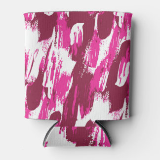 Moderne kunst: roze penseelstreekpatroon blikjeskoeler