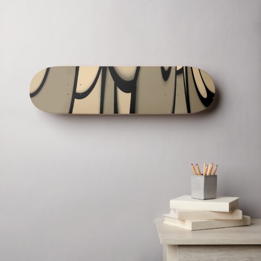 Moderne kunst smeltende bruine tinten skateboard (Muurkunst (Horizontaal))