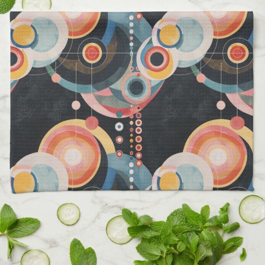 Moderne kunst uit de middeleeuwen theedoek (Gevouwen)