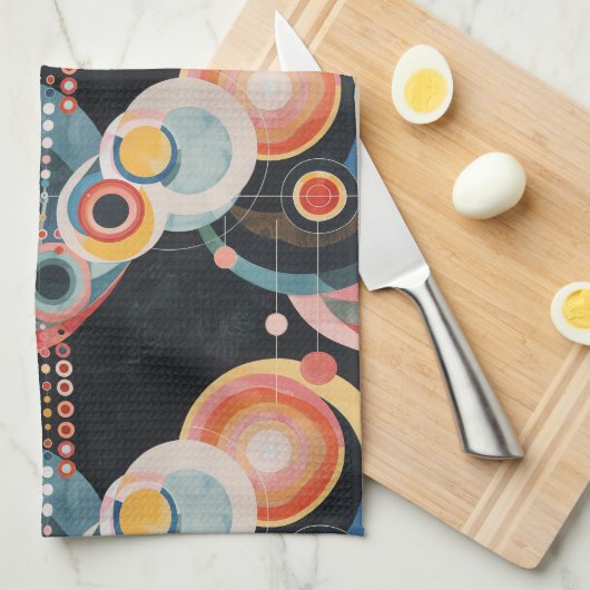 Moderne kunst uit de middeleeuwen theedoek (Quarter Fold)