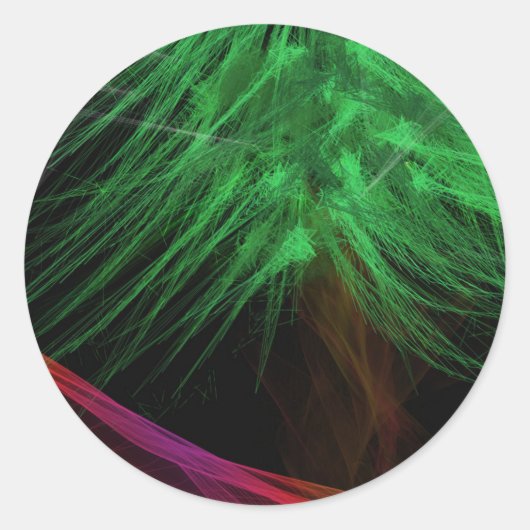 Moderne Kunst Vrolijk Kerstfeest Ronde Sticker (Voorkant)