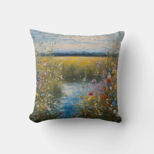 Moderne Kunst Wilde Bloemen op het Water Kussen
