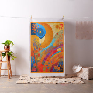 Moderne Kunst Zon & Bloemen Cheater Quilt naaipane Stof