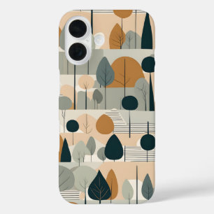 Moderne kunstbomen in aardetinten iPhone 16 hoesje