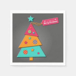 Moderne kunstboten, heldere kleurrijke kerstboom servetten
