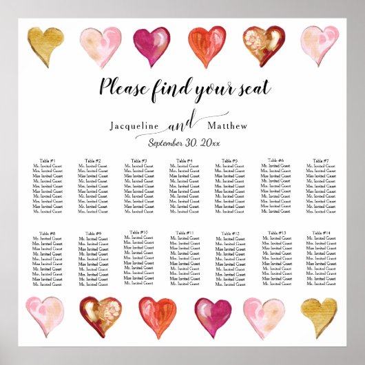 Moderne kunstgeschilderde Valentijnse hartzitjes Poster (Voorkant)