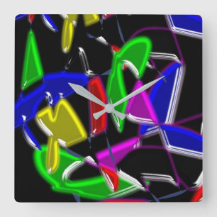 Moderne kunstschilderijen, kleurexplosie vierkante klok