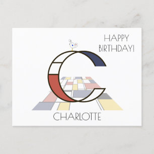 Moderne Kunststijl Monogram. Letter C Briefkaart