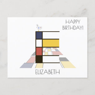 Moderne Kunststijl Monogram. Letter E Briefkaart