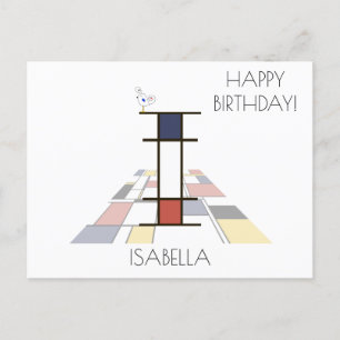 Moderne Kunststijl Monogram. Letter I Briefkaart