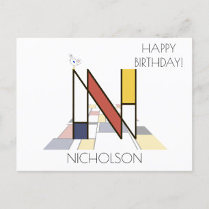 Moderne Kunststijl Monogram. Letter N Briefkaart