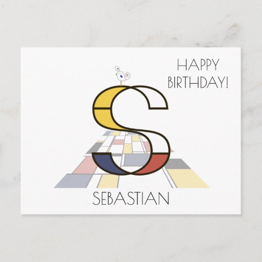 Moderne Kunststijl Monogram. Letter S Briefkaart (Voorkant)