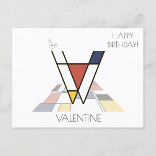 Moderne Kunststijl Monogram. Letter V Briefkaart