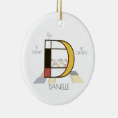 Moderne kunststijlmonogram. Brief D Keramisch Ornament (Rechts)