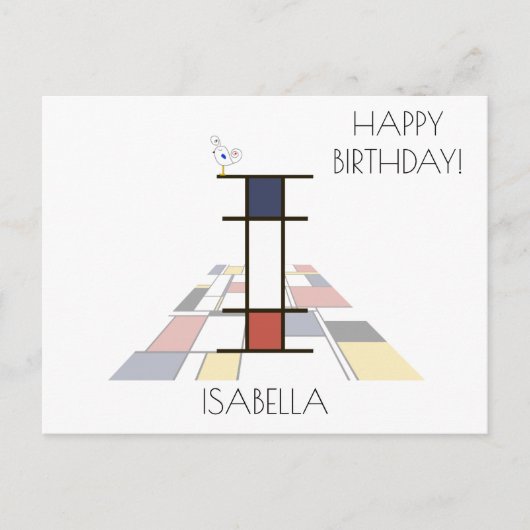 Moderne kunststijlmonogram. Brief I Briefkaart (Voorkant)