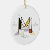 Moderne kunststijlmonogram. Brief M Keramisch Ornament (Rechts)